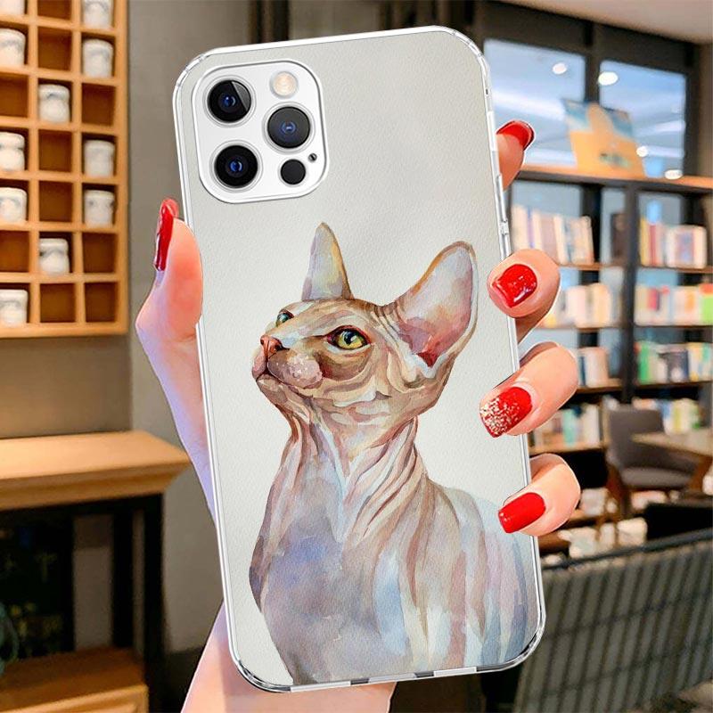 Lavaza Sphynx Sphinx Cat Cover Phone Case For iPhone 16 17 Air 15 14 Pro Max 16E Phone Case 13 Mini 12 11 7 SE 8 Print Pattern F
