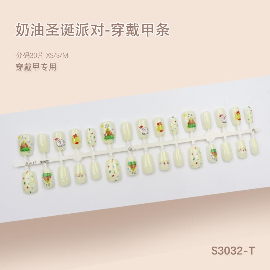Winter Sweet Cartoon Christmas Wearing Nails Snowflake Santa Claus Nail Art Fake Nail Patch Christmas Collection