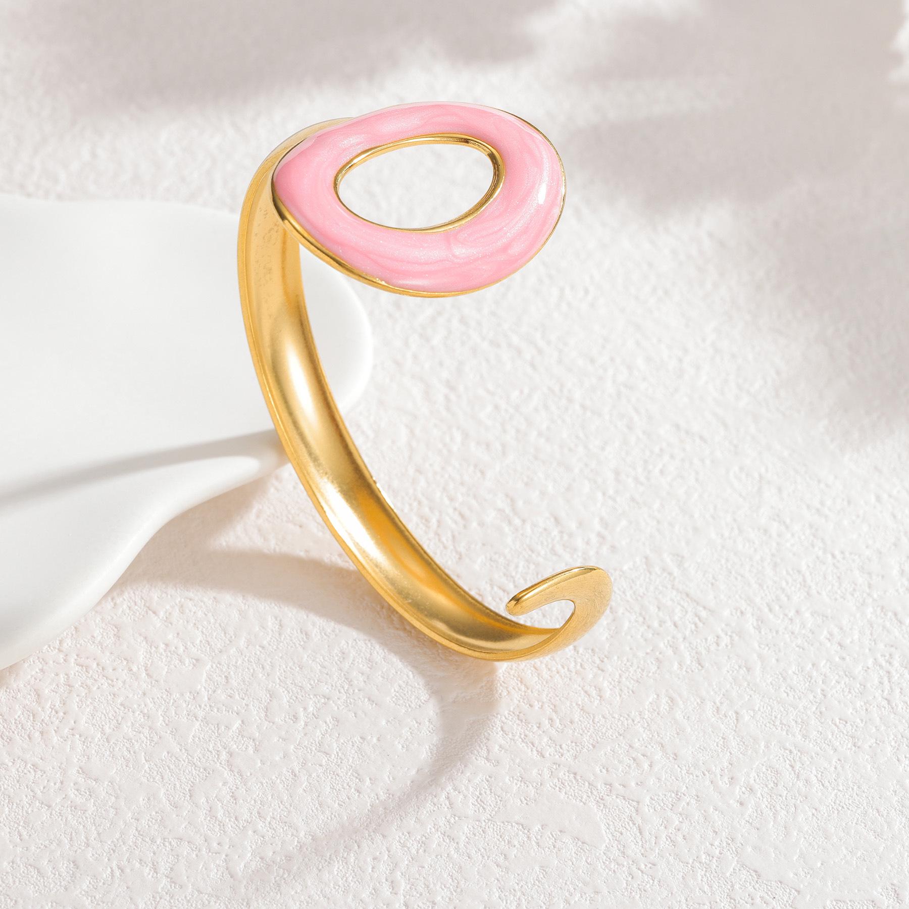 

Овальный браслет-кафф с капельным маслом: Женские геометрические украшения из нержавеющей стали