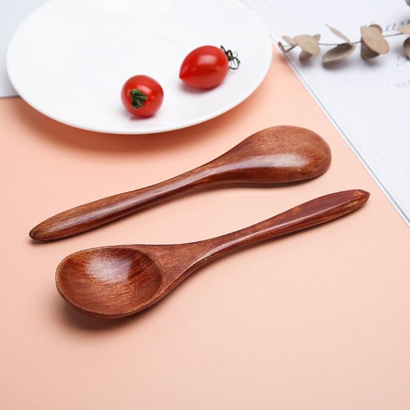 Handcrafted Nanmu Wooden Spoon Lacquer Coated Utensils For Coffee Stirring Soup Serving And Dessert Durable Kitchenwares Natural Finish