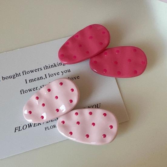 4Pcs Girl Hairpins Non-Slip Teeth Dotted Design Korean Style Hair Clips Bangs Fixing Clips Lightweight Hair Accessories