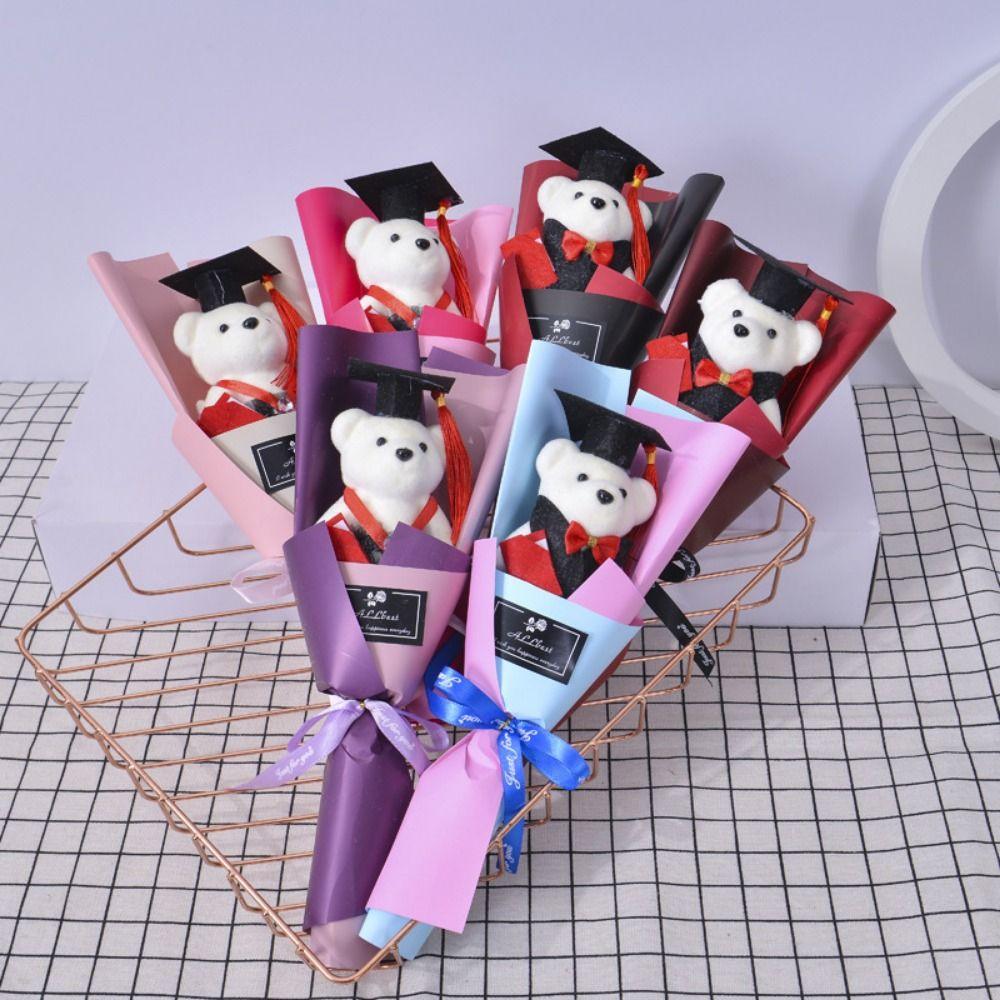 Plush Bear Bear Plush Bouquet Cartoon Doctoral Bear Toy Graduation Bear Bouquet  Birthday Party