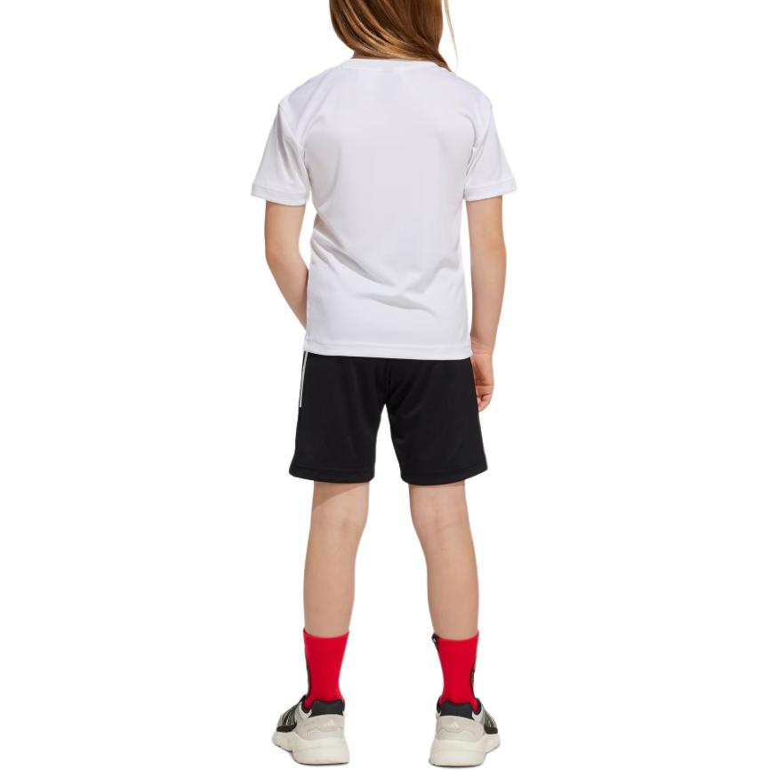 adidas Conjunto Esportivo Casual Marvel Colaboração Homem-Aranha Estampa de Logo Gola Redonda Manga Curta Shorts de Cintura Média Conjunto Infantil JF3655
