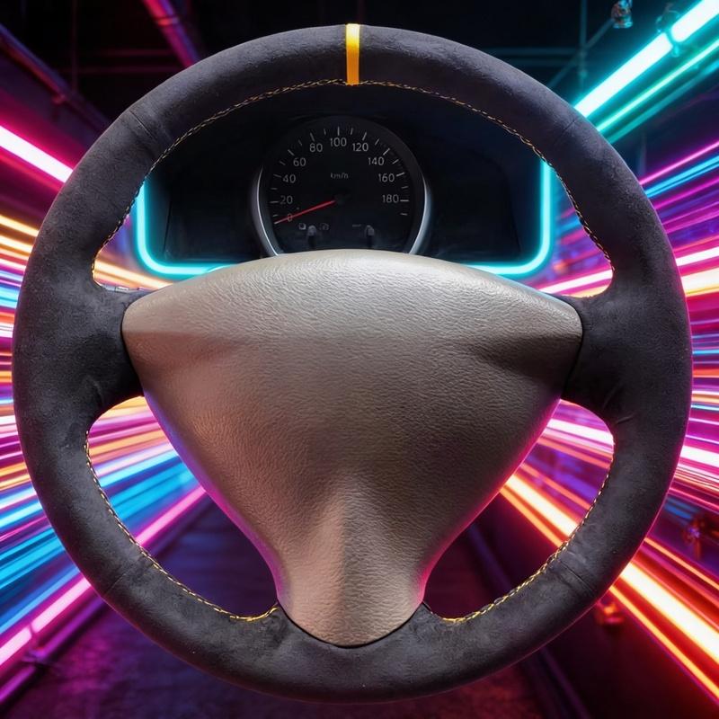 

DIY Car Steering Wheel Cover Tiida Sylphy Sentra Versa Note 2014 Soft Suede Steering Wrap Braid Cover For Nissan Tiida Blue Thread