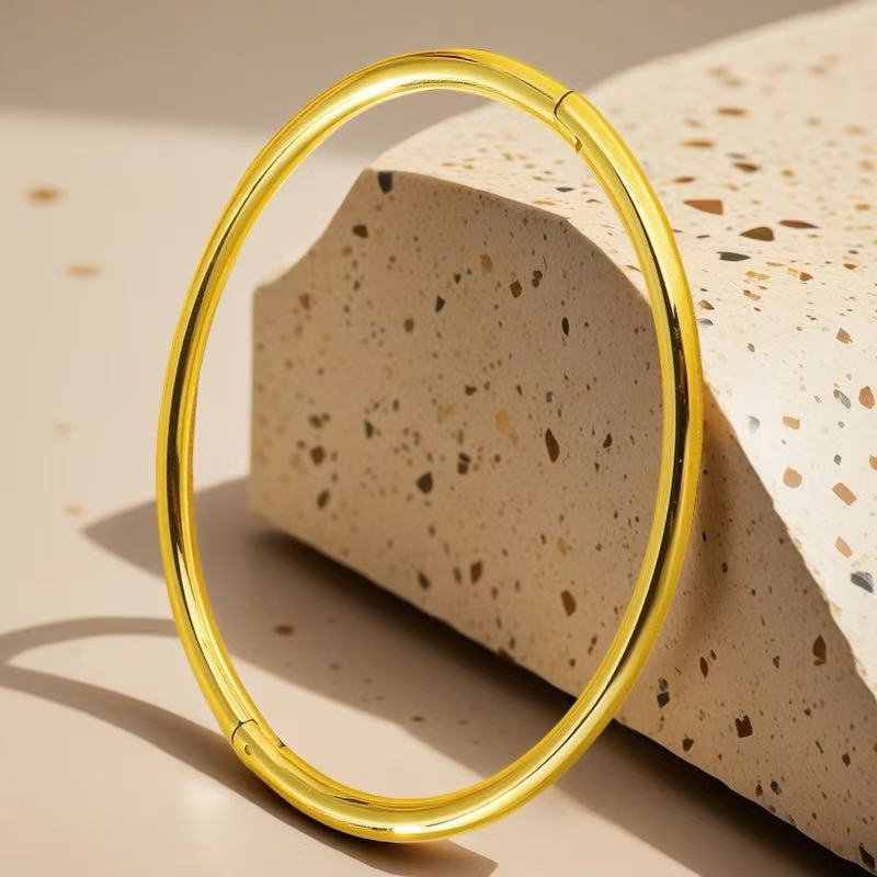 Plain Circle Glossy Oval Simple Buckle Jewelry Bracelet 17CM