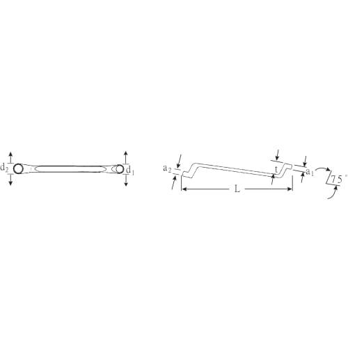 STAHLWILLE 20-8X10 Open End Wrench, 75 Offset, Size 8x10, Overall Length 180mm
