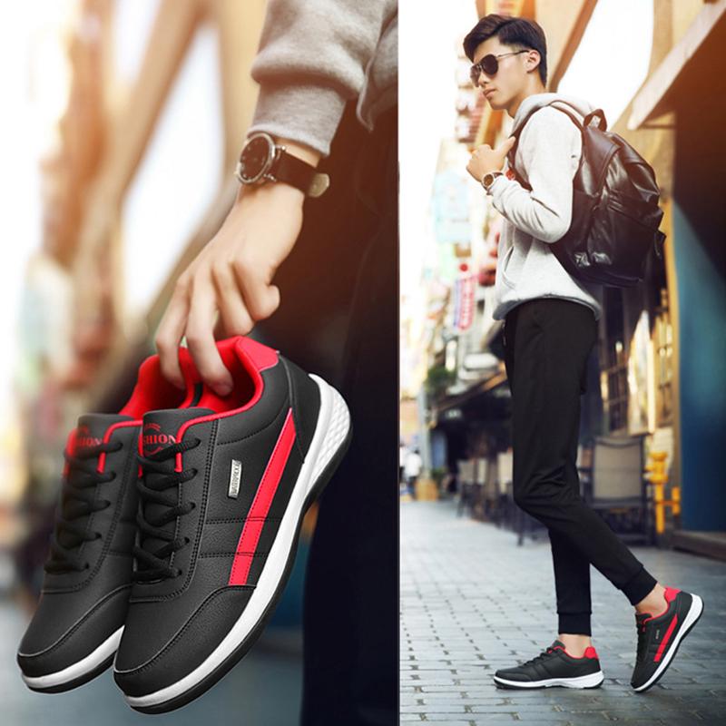 Mode Casual Skor Herr Utomhus Tennissneakers Lätta Bekväma Snörning PU Träningssko Storlek Mindre Än Normalt för Män