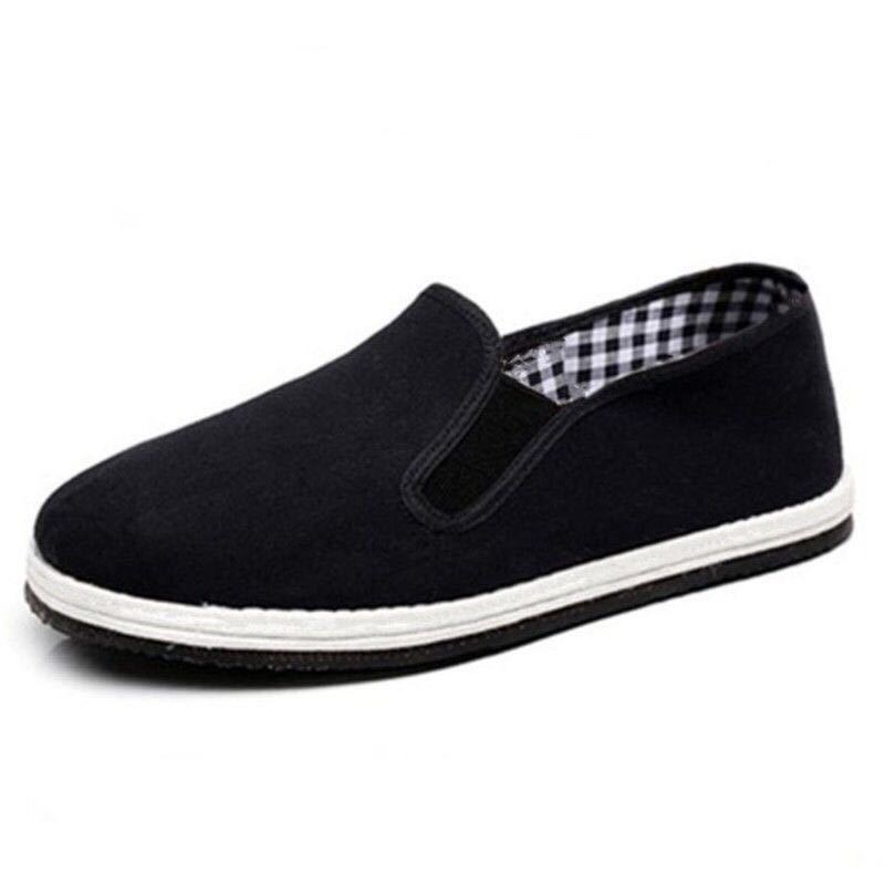 Unisex Spring Breathable Thick Outdoor Old Beijing Black Cloth Shoes Men Casual Autumn Soft Soled Single Work Shoes Women Slip-ons 36-45