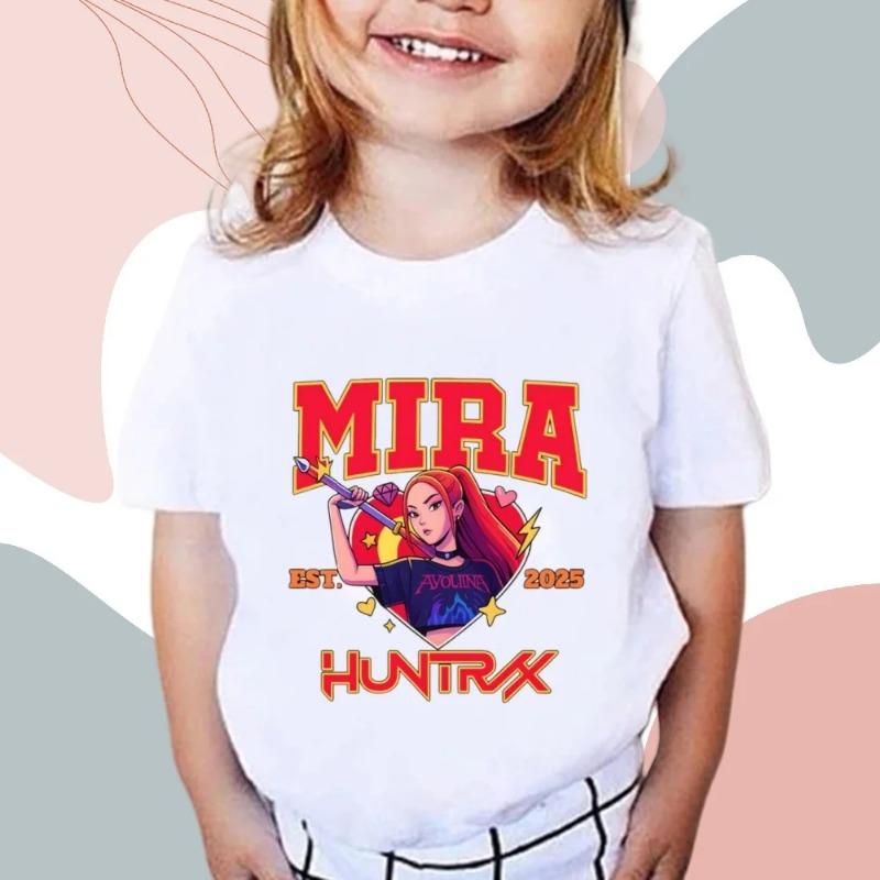 

2026 Huntrix Kpop Demon Hunters T-Shirt for Boys Girls Cotton Fans Gift Summer Crew Neck Short Sleeve Tees Fashion Kids T-shirt 150
