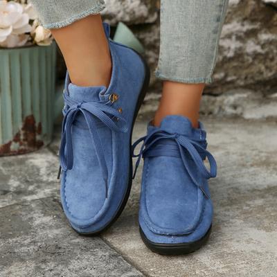 Chaussures décontractées unies pour femmes printemps et automne 2025 Nouveaux mocassins baskets en similicuir à lacets Chaussures à semelle souple confortable pour femmes