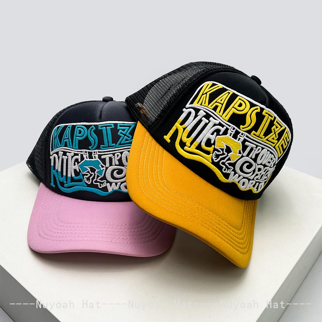 Baseball Letterings Alphabet Printed Color Contrast Blocking Style American Women Men For Neutral Gender Fresh Caps Peaked Hats Breathable