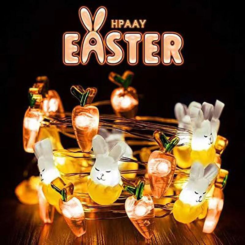 Easter Carrot Bunny & Chicken LED Copper Wire Decorative String Lights