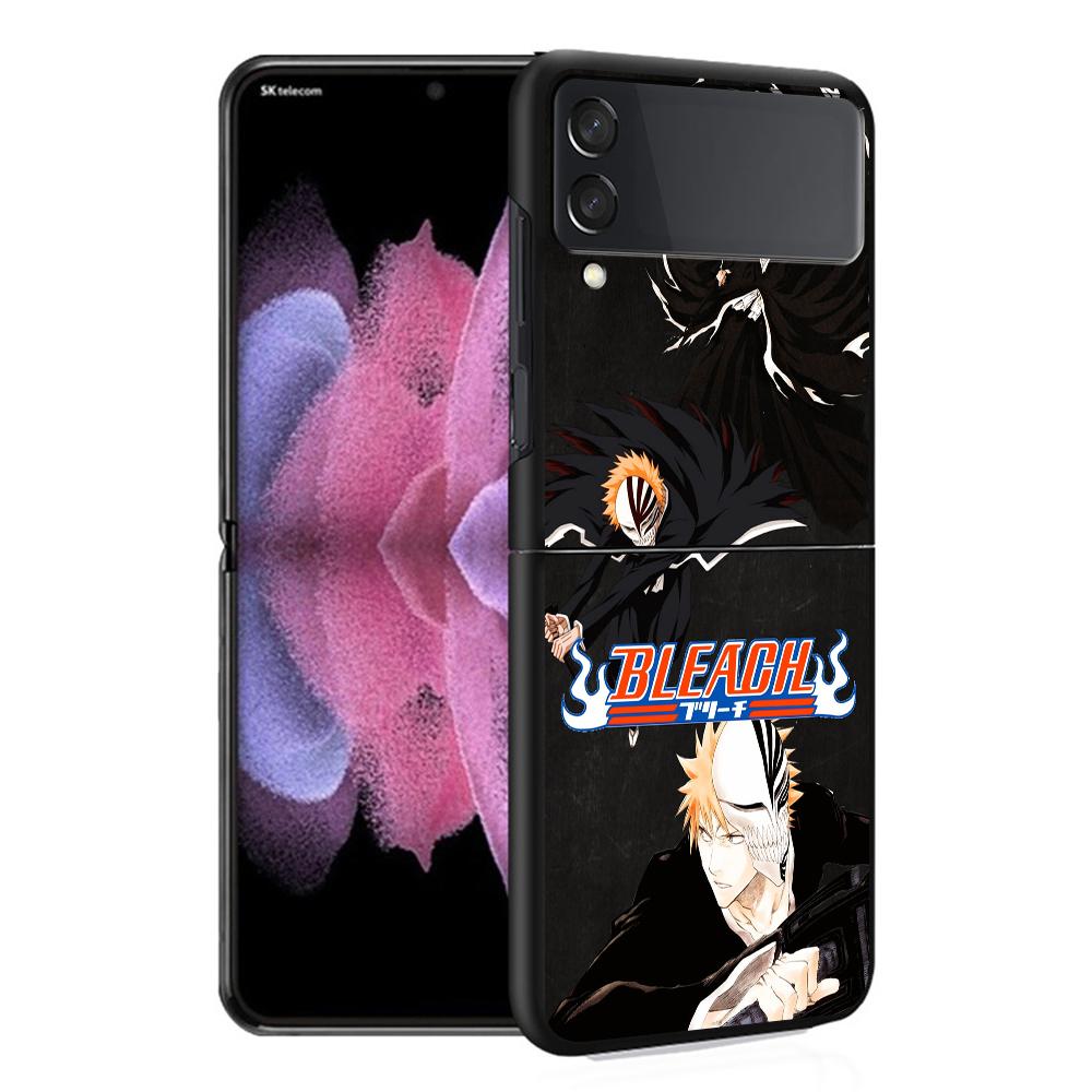 Luxury Case For Samsung Galaxy Z Flip 4 3 5G Black PC Hard Phone Cases Fashion Back Cover ZFlip Funda Kurosaki Ichigo Bleach Sac