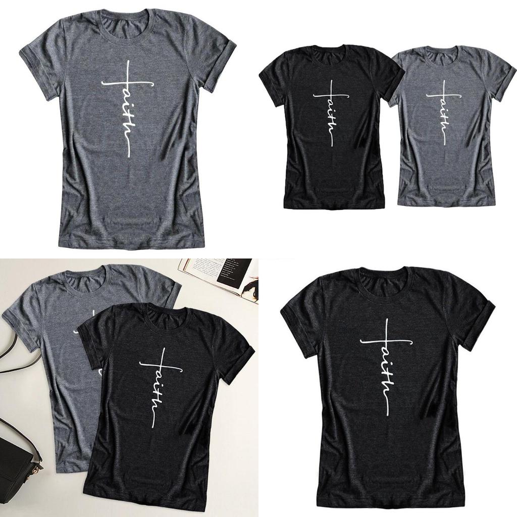 Dames T-shirt met korte mouwen, zomer, met geloofsletterprint, grafisch T-shirt, blouse, mode, in zacht en comfortabel materiaal