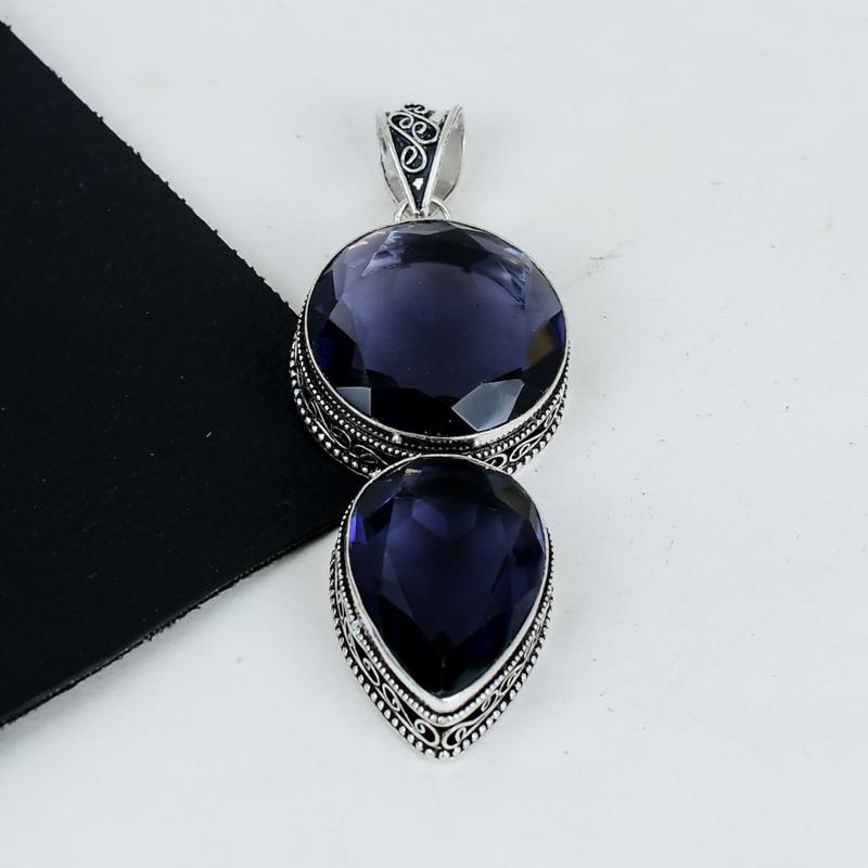 Amethyst Edelstein Anhänger 925 Sterling Silber - Handgefertigtes Design, Alltagsschmuck, Einzigartiger Amethyst Anhänger Vatertagsgeschenke