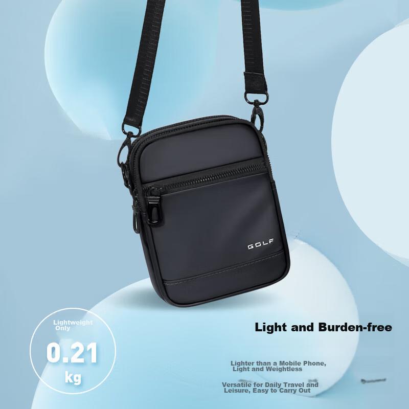 GOLF Casual Crossbody Bag, Lightweight Phone Pouch, Water-Resistant Sport Bag, Black