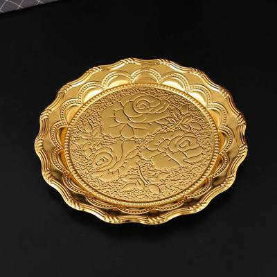 Light Luxury European Rose Round Tray Snack Tray Thickened Fruit Tray Creative Tea Tray High-end Dinner Tray Crafts