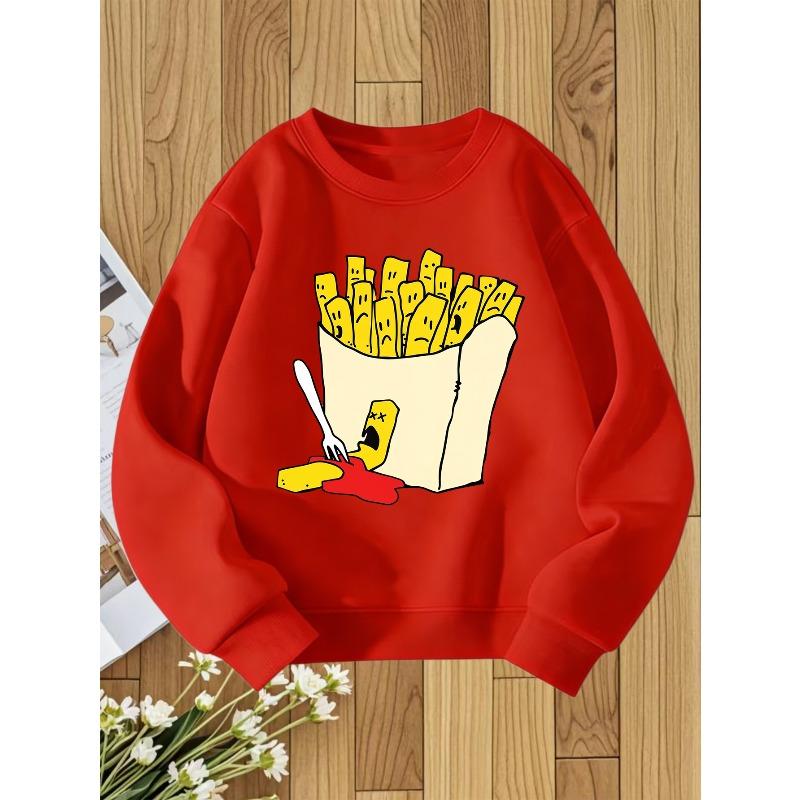 European sizes Kids' Round Neck Hoodie Fashion Print Versatile Top