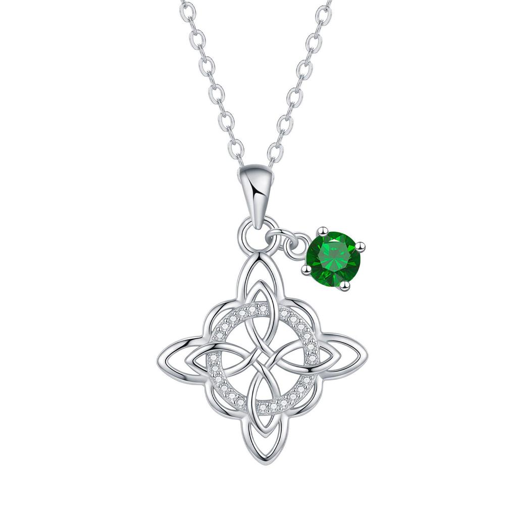 Twelve Zodiac Stones Witch Knot Necklace - Elegant Clavicle Chain Pendant Birthday Gift
