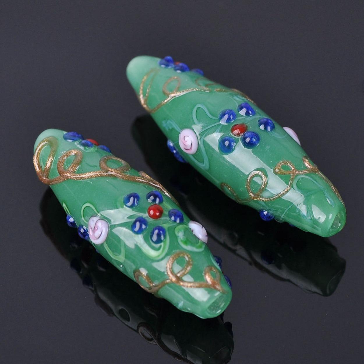 

5 шт. 45x13 мм Большие овальные регби Ручной работы Цветочные Лэмпворк Стеклянные Свободные Бусины для Изготовления Ювелирных Изделий DIY Фурнитура 45x13mm-5pcs