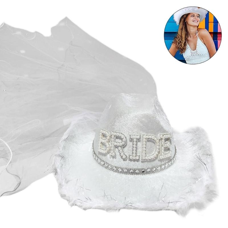 Bride Cowboy Hats Bridesmaids Cowgirl Hat Bachelorettes Party Hat Photo Headpiece