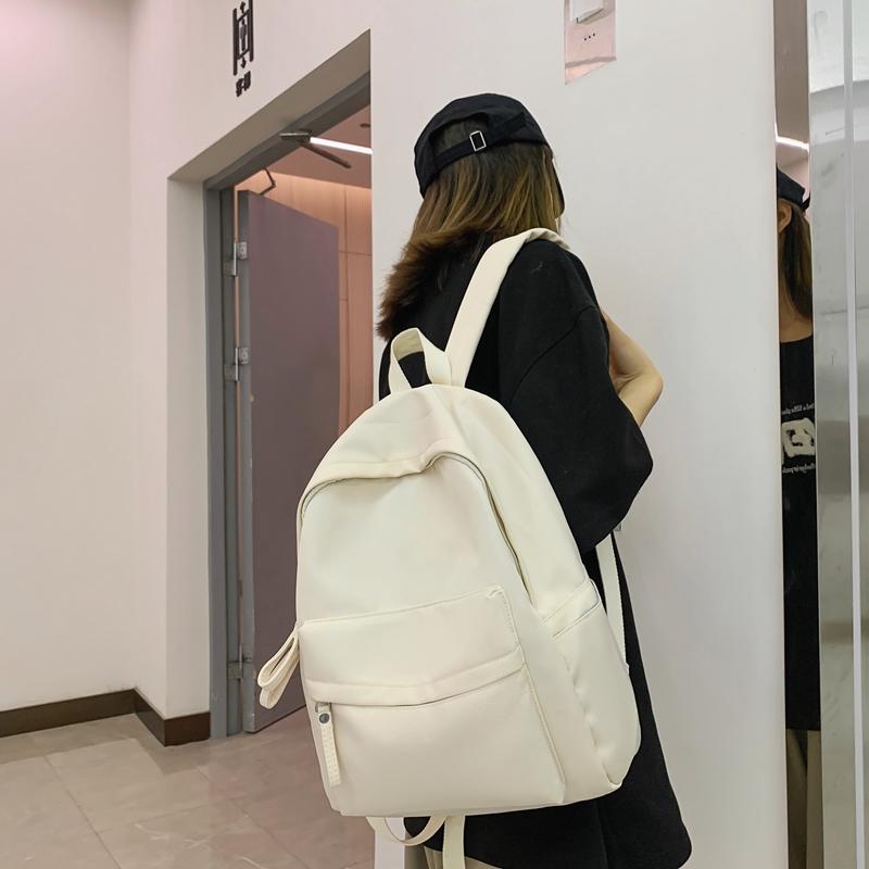 Solid Color Backpack Female Schoolbag Female Student Backpack Male
