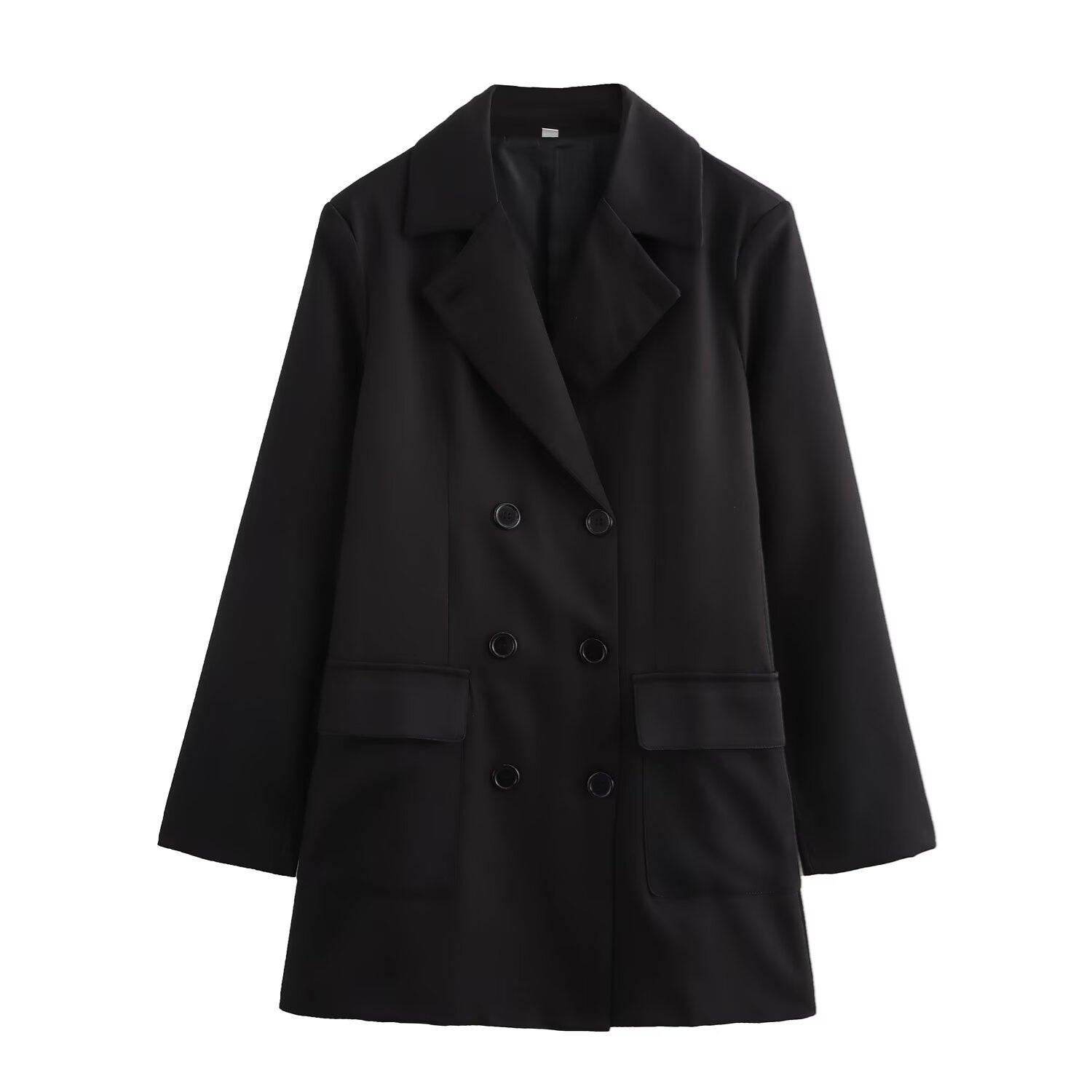 

PB&ZA Women s 2024 Autumn/Winter Double-Breasted Commuter Coat 9169707 XS чёрный