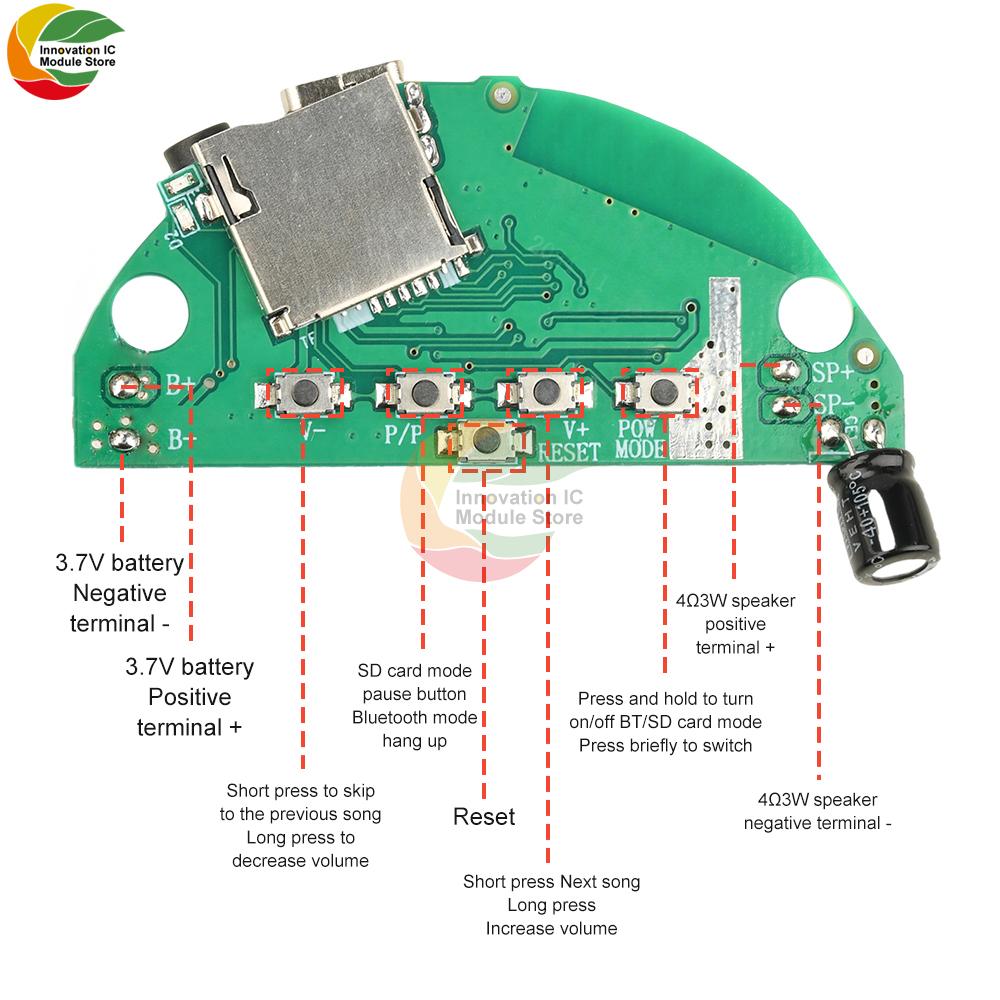 3.7V Bluetooth Amplifier Speaker Module with Card Slot, 3D Stereo Sound Hi-Fi Lossless Audio Quality Type C Interface