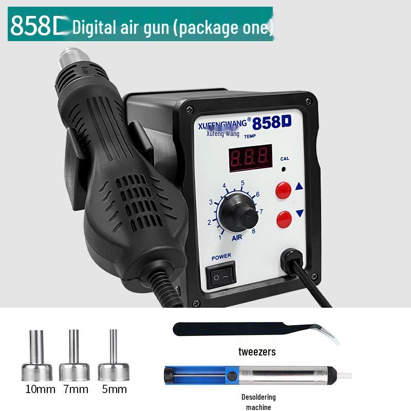 858D High-Power Hot Air Gun Desoldering Station with Adjustable Temperature & Digital Display for Professional Soldering Repair