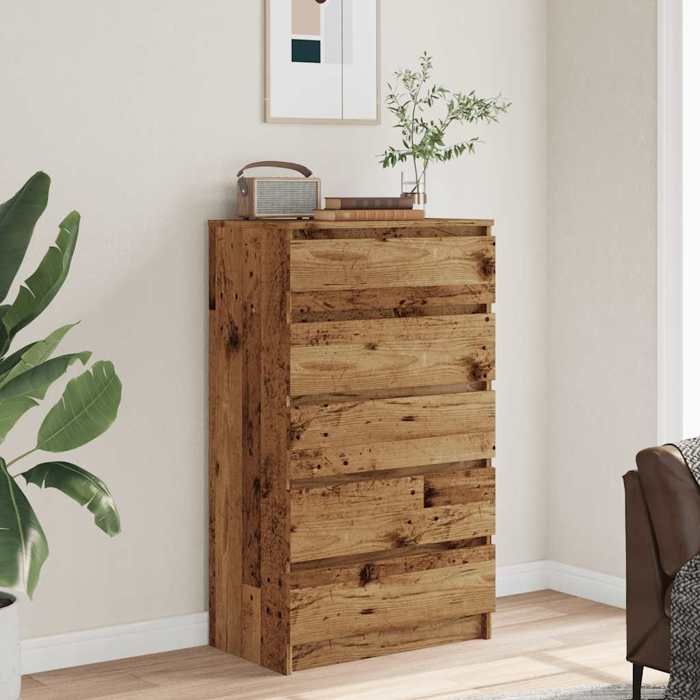 VidaXL Commode Old Wood 60x36x103 Cm Engineered Wood, Chest, Dresser, Cabinet with Drawers, Chests, Dressers, Cabinet 855996