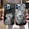 Löwe-Telefonhülle aus gehärtetem Glas für iPhone 14 13 11 12 Pro Max Mini Xs Xr