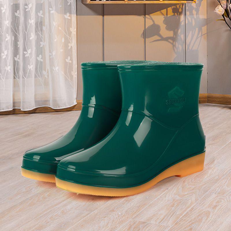 Women's Waterproof Non-Slip Short Rain Boots with Warm Cotton Lining