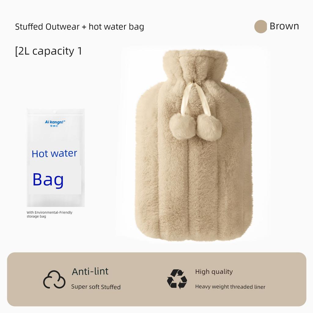 Plush Hot Water Bottle, Water-Filled Warm Water Bag, Special Thickened Explosion-Proof Heating Pad for Hands and Feet, Warming Bed Artifact, 2025 New