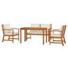 4 Piece Garden Dining Set with Cushions Solid Acacia Wood