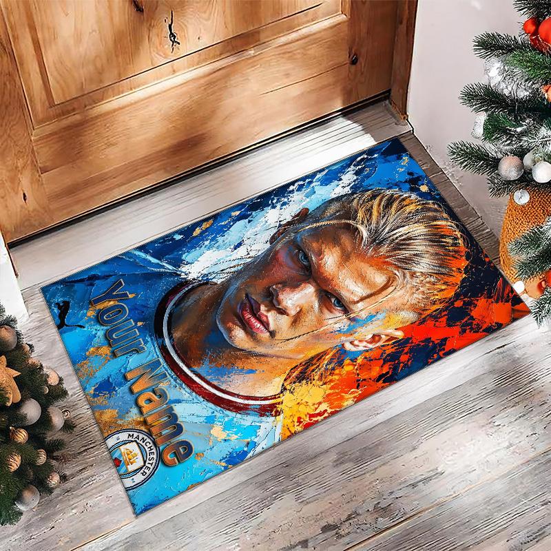 Erling Haaland Printed Crystal Velvet Rug Non‑Slip Crystal Velvet Carpet For Sofa Bedroom Indoor Home Decoration