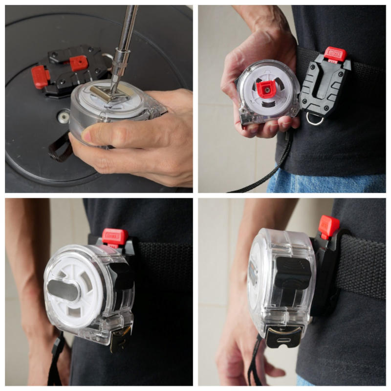 Portable Tape Measure Holder with Quick Release Clip Carabiner Belt Clip Tape Measure Utility Tool Holster for Carpenters DIY