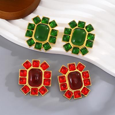 Vintage Geometric Square Earrings, Unique and Minimalist Retro Ear Drops