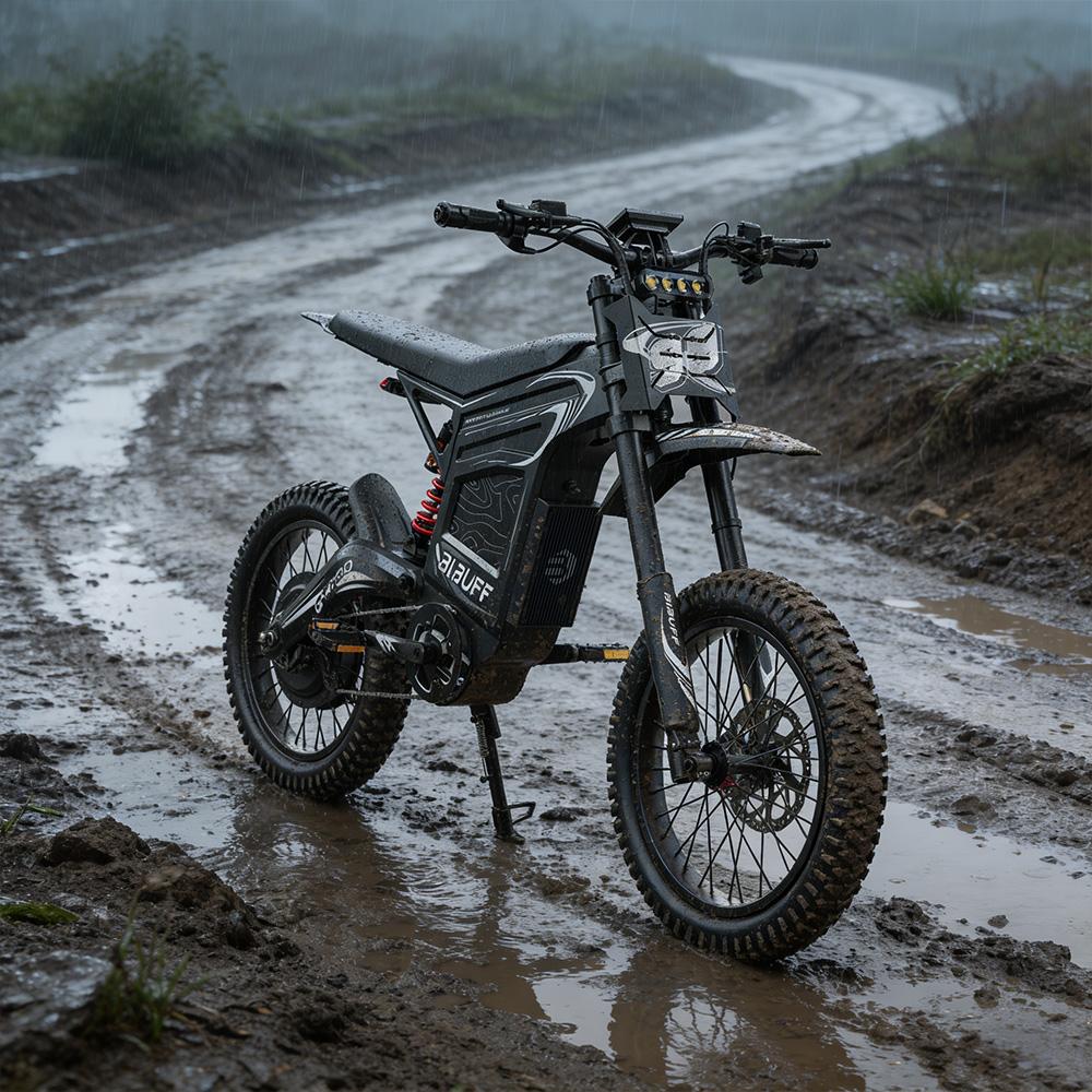 Bibuff GT600 Elektrisches Offroad-Fahrrad 7500W Spitzenmotor 19" Reifen Elektrisches Mountainbike 72V 30Ah Hydraulische Bremsen Höchstgeschwindigkeit 80 km/h Grau