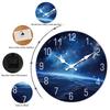 Easy Read Space Wall Clock, Silent Non-Ticking, Cosmic Galaxy Print, Battery Operated for Room & Office