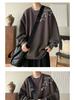 Men's Autumn/Winter Thick Printed Hoodie – Trendy Velvet-Lined Long Sleeve Outerwear