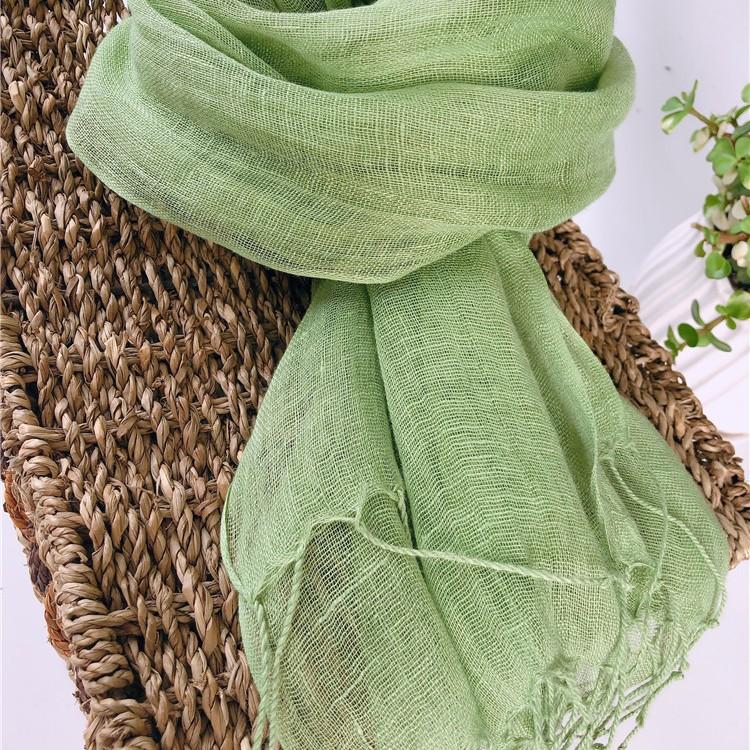 Export To Japan, Linen Solid Color Scarf, Fashionable Avocado Color