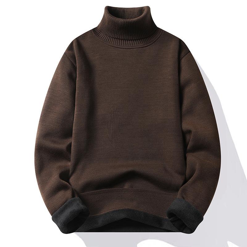 Men's Pullover Soft Sweater Winter Velvet Shirts Clothing Knitted Fleece Warm Cold Blouse Slim Fit Bottom Shirts