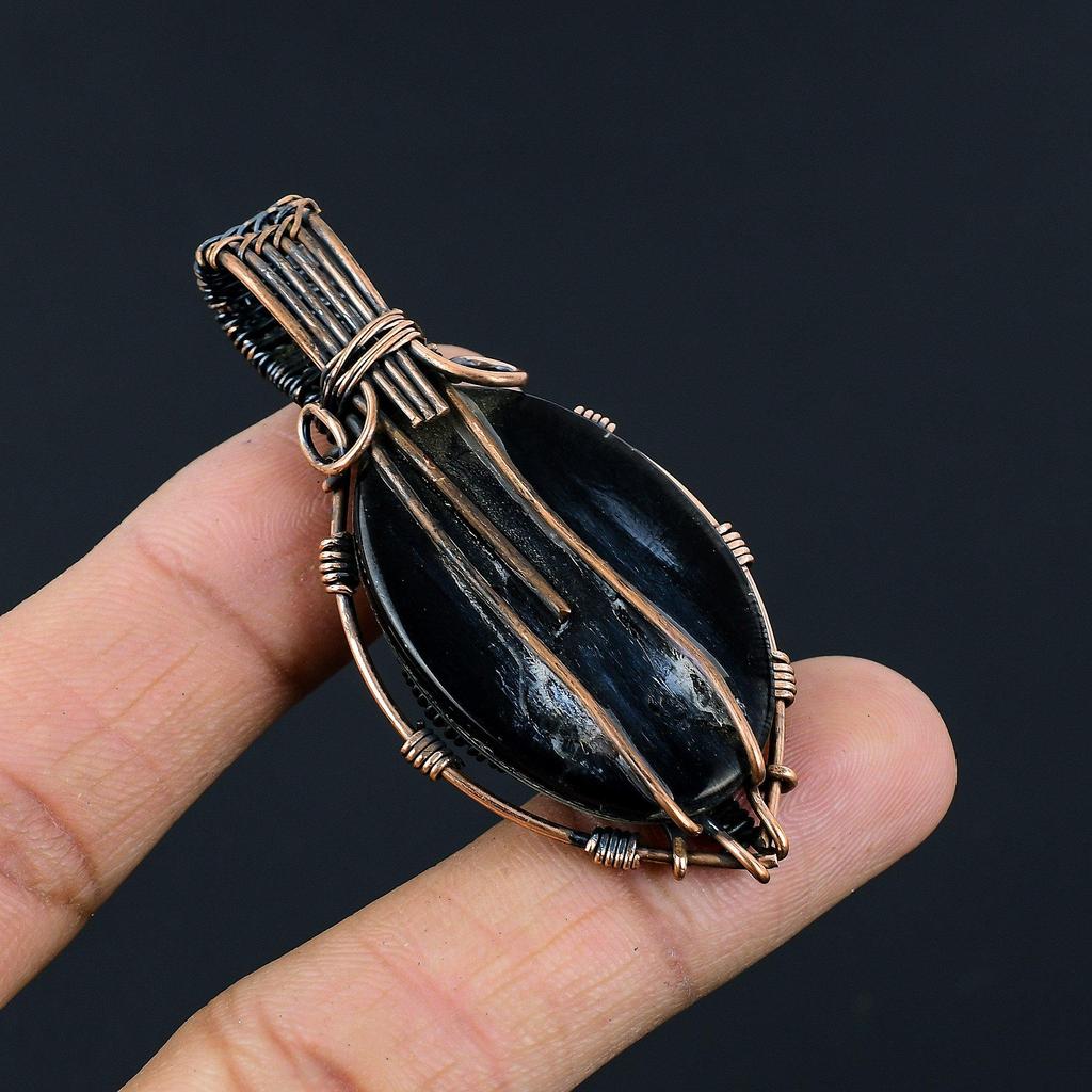 Australian Triplet Opal 999 Copper Wire Wrapped Pendant, Handmade Gemstone Jewelry Pendant Gift For Birthday