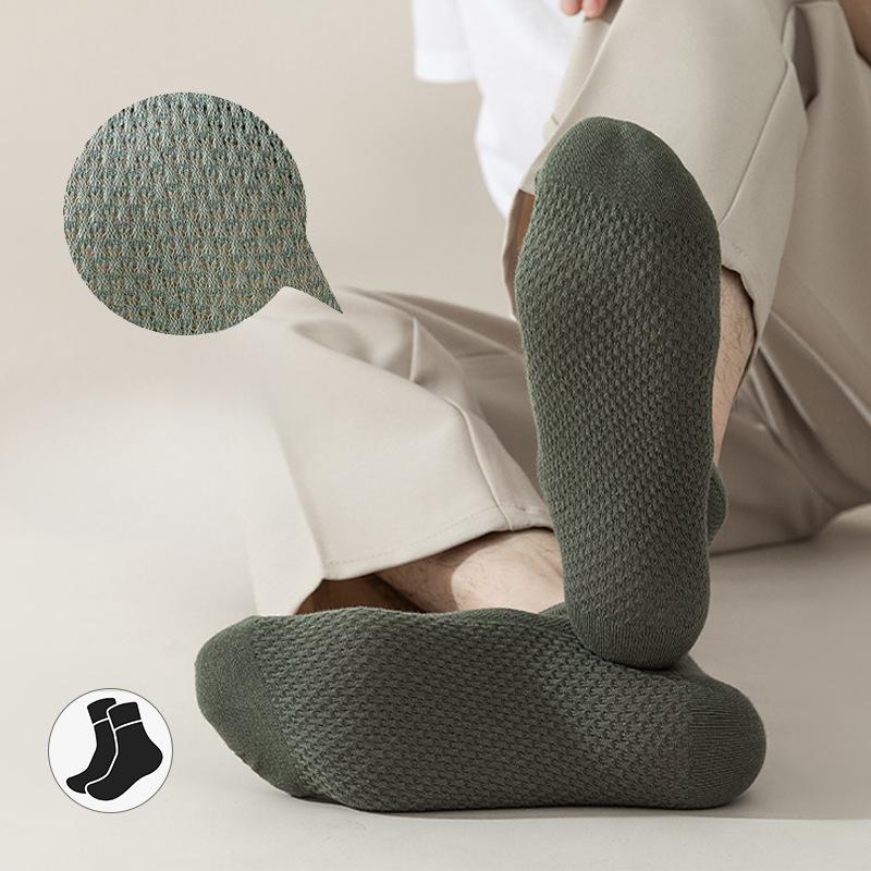 Men's Summer Thin Solid Color Sweat-absorbing and Odor-proof Short Socks, Pure Cotton Breathable Thin Mesh Business Short Socks
