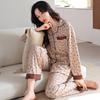 Pajamas women's spring and autumn pure cotton long-sleeved autumn cotton thin middle-aged mother loose large size autumn loungewear