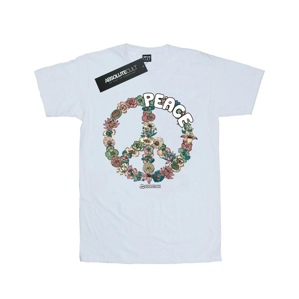 Woodstock Womens/Ladies Floral Peace Cotton Boyfriend T-Shirt
