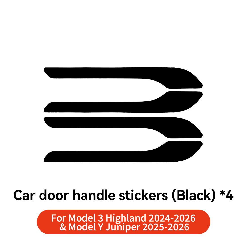 YZ Car Door Handle Wrap Cover Decorative Stickers 4Pcs Anti-scratch For Tesla Model 3 Y Juniper 2021-2025 ABS Protector Sticker