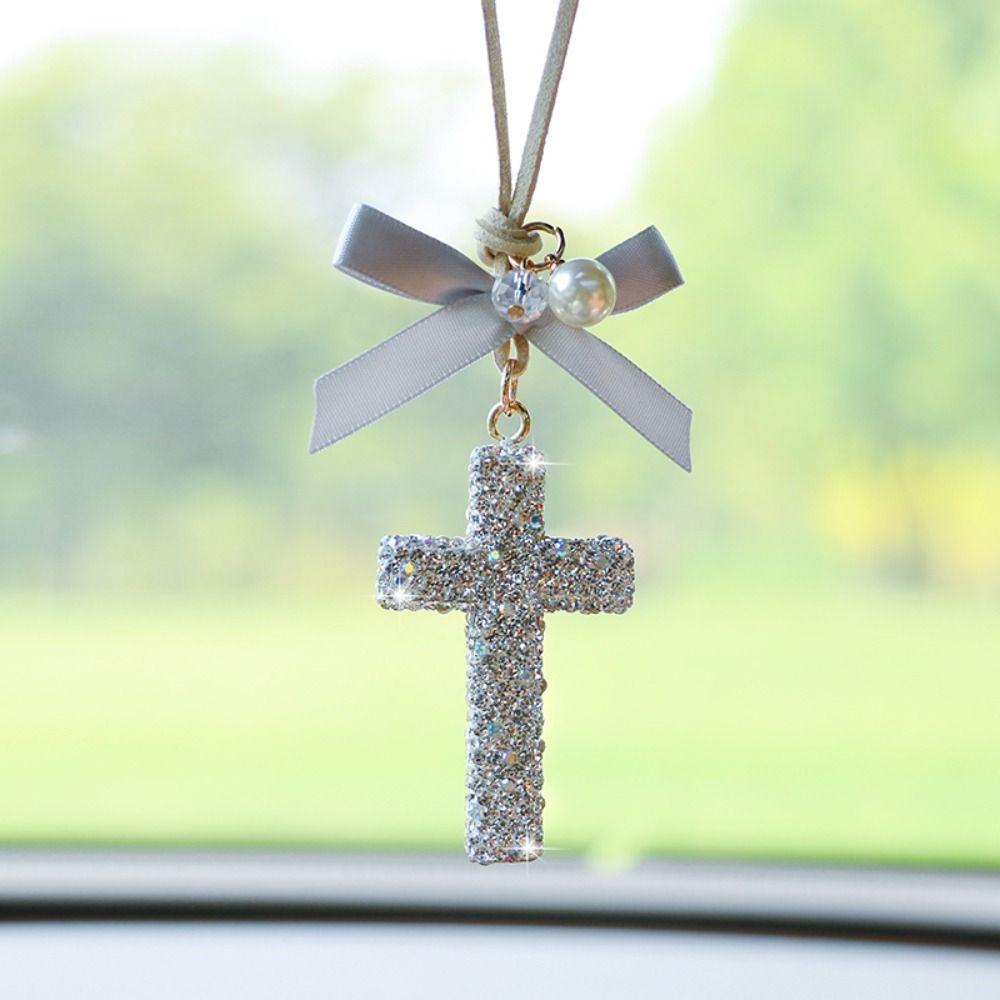 Sparkling Car Rearview Mirror Pendant Shiny Rhinestone Auto Hanging Ornament Auto Interior