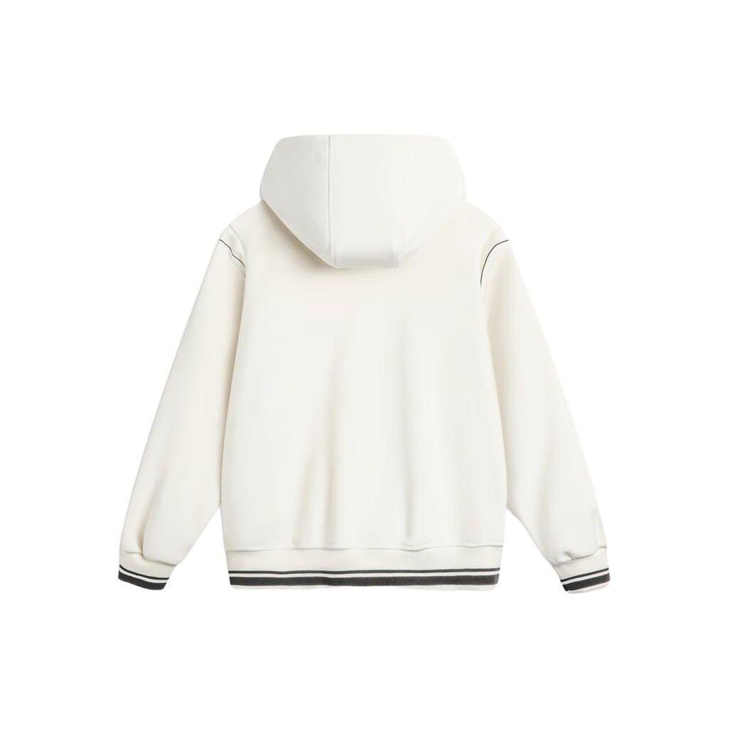 Li-Ning Color Block Striped Hooded Loose Casual Knit Jacket Women Jacket Off-White AFDU034-1