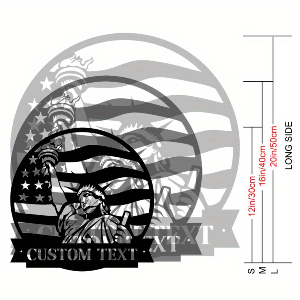 

Exclusive Handmade Metal Wall Art Patriotic Decor Customizable Statue of Liberty American Flag Sign 30cm